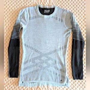 🐑SMARTWOOL 🐑 INTRAKNIT MERINO BASE LAYER Shirt, Gray & Mint, Sz. Large, EUC!!
